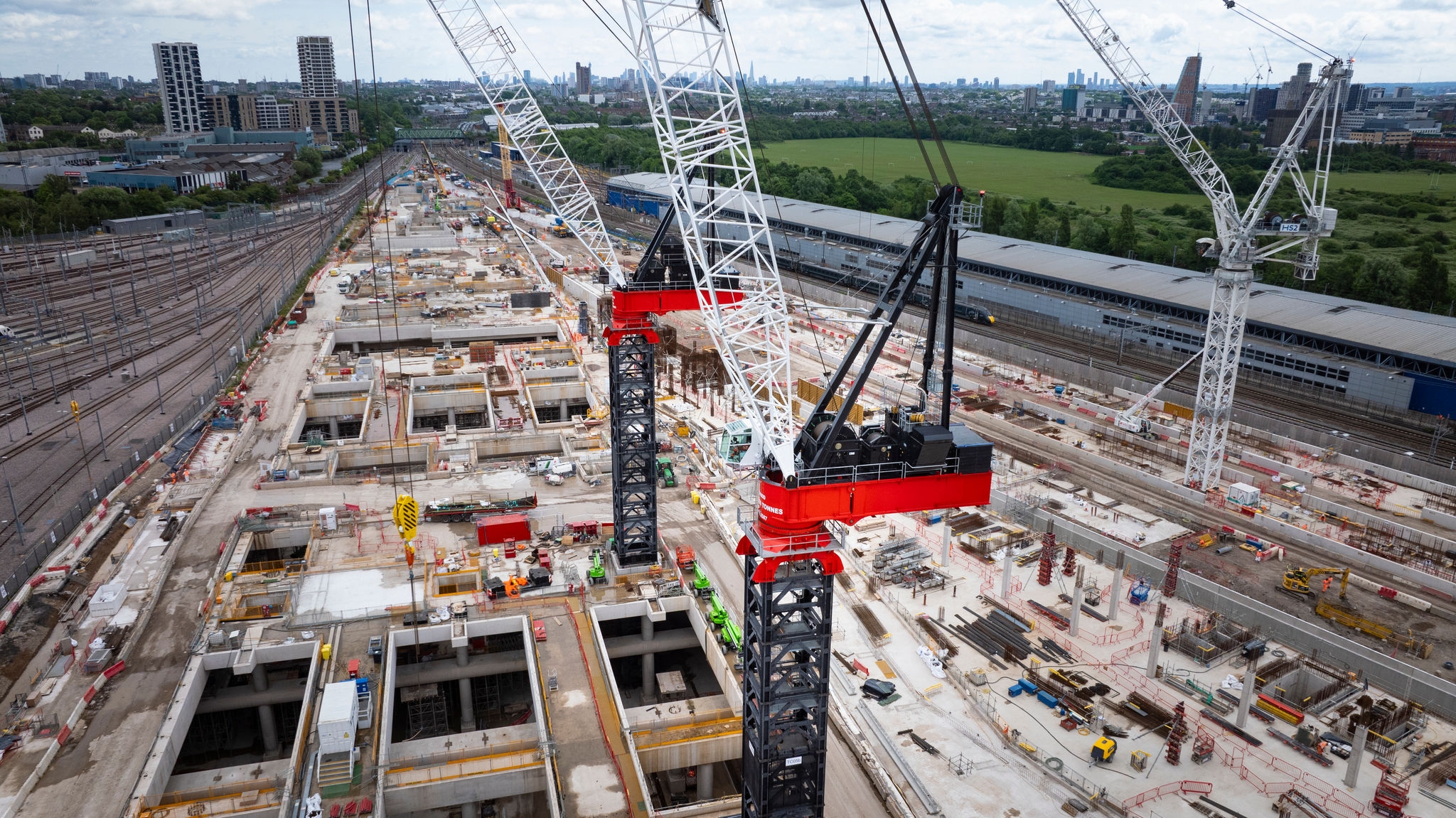 Marr crane Marr's cranes working on the HS2 Old Oak Common station in London.