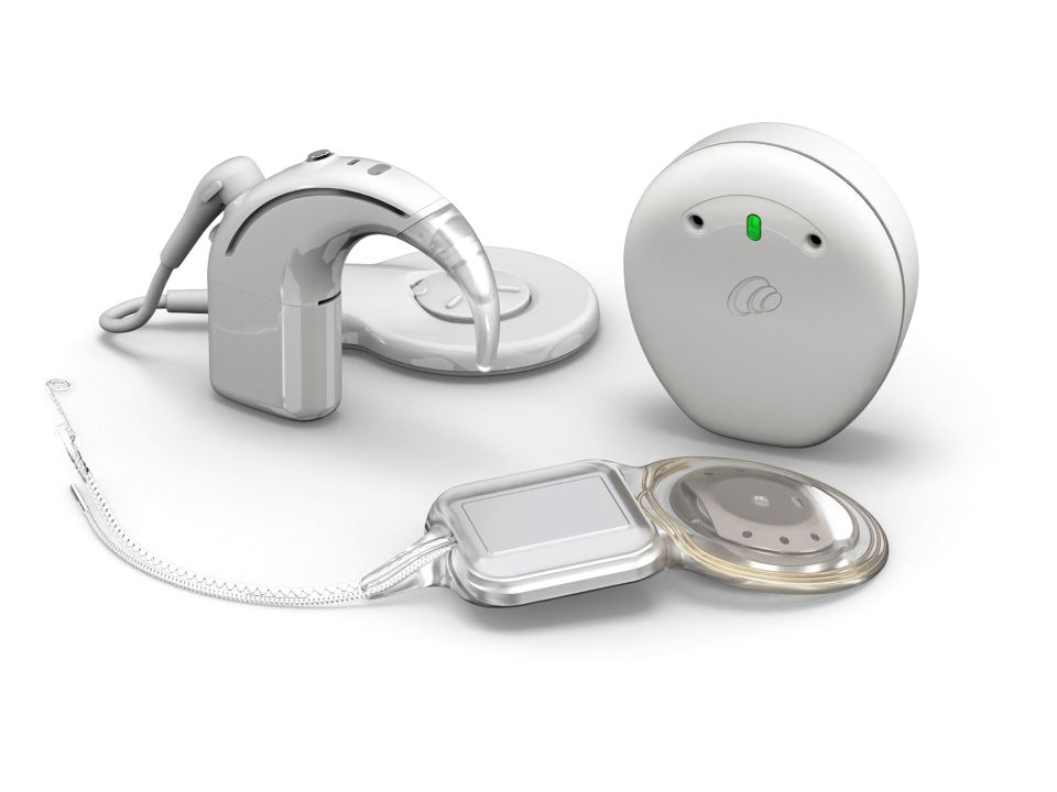 A selection of Cochlear hearing devices.
