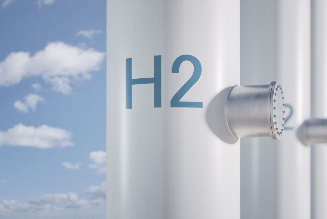 Hydrogen pipeline with blue sky background