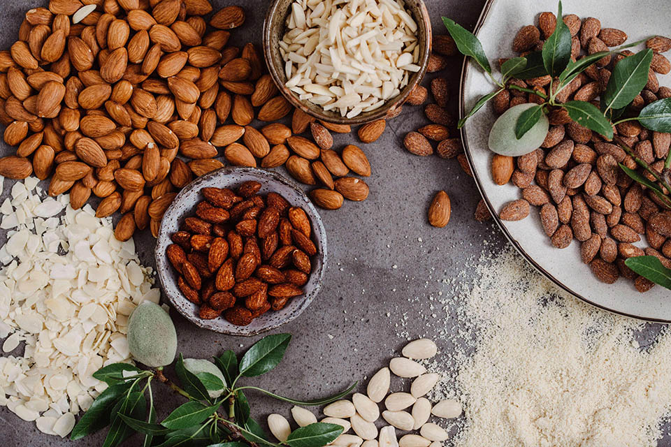 Almonds in various states