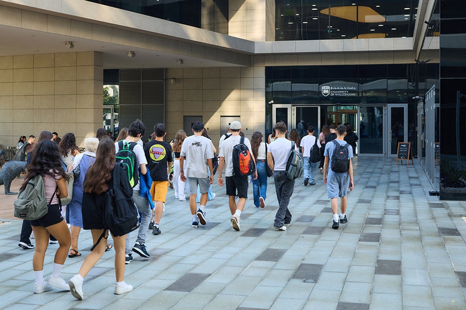 Students entering University of Wollongong in Dubai campus