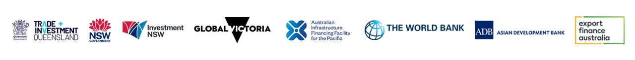 Supporter logos for Pacific Infrastructure Roadshow