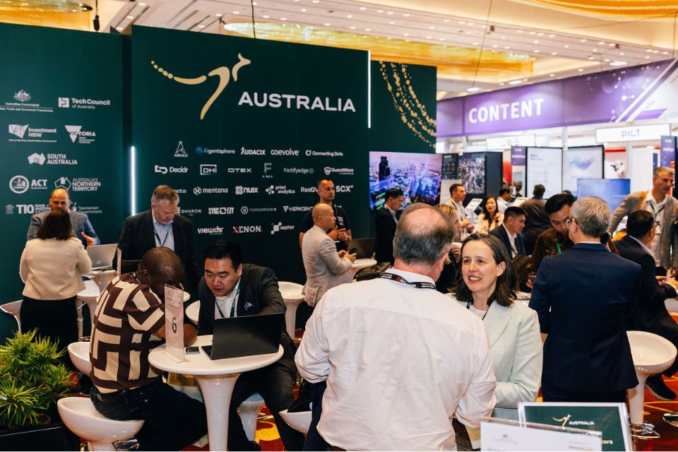 Australian AI companies explore opportunities and make new connections at the Team Australia pavilion at Tech Week Singapore.