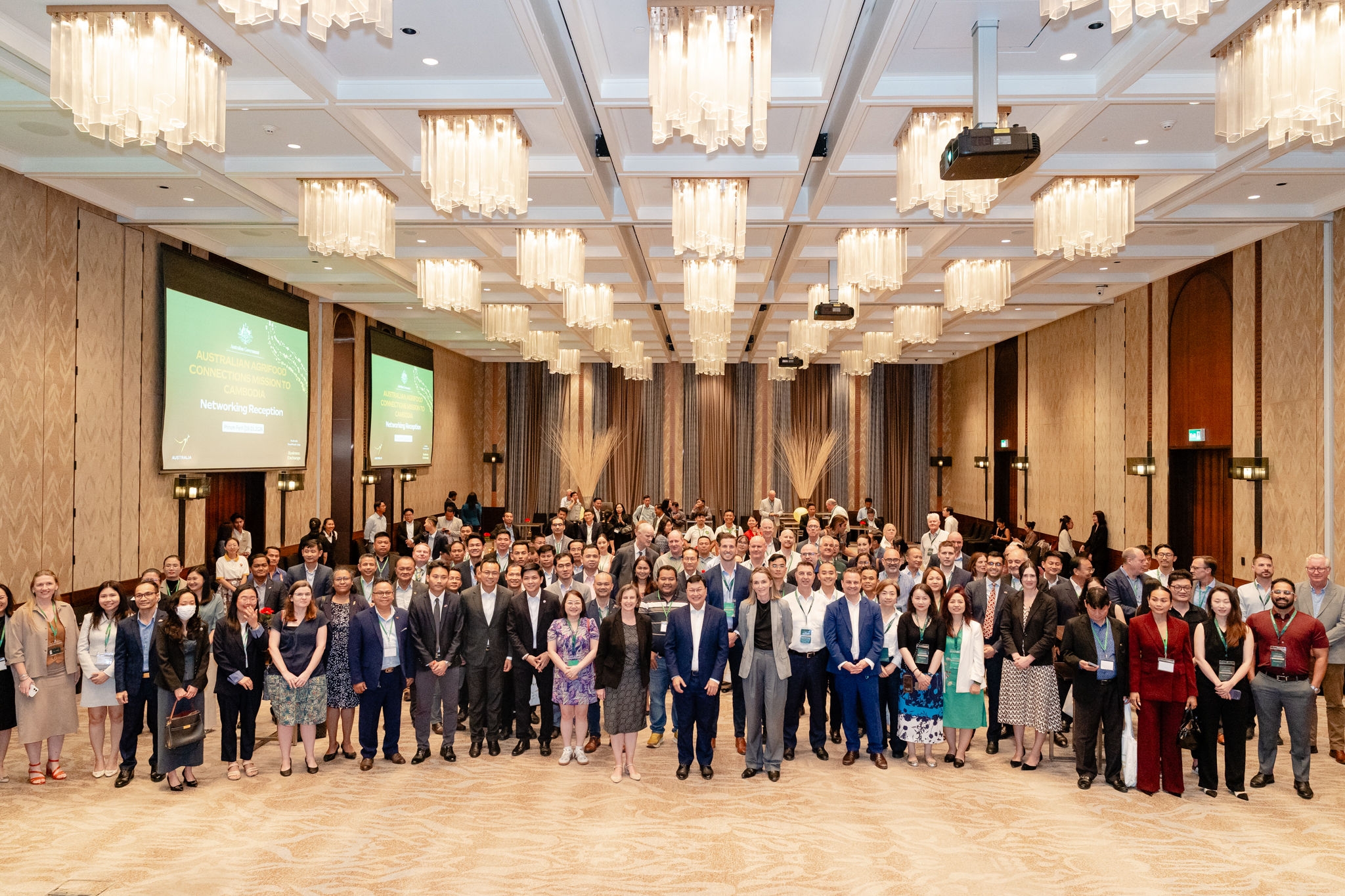 The Australian delegation at a networking reception in Cambodia